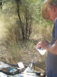 Bimblebox2014ArtistCamp-MichaelFoley-watercolourwork-photoBethJ