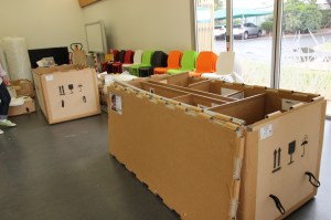 Crates ready to be labelled and packed 