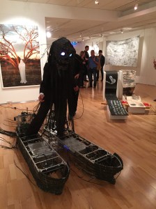 Artist Alison Clouston performing her artwork 'Coal Face'