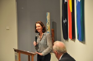 Curator Beth Jackson says a few words at the opening of Bimblebox: art - science - nature at Gladstone Regional Art Gallery. It was a real pleasure and an honour to share the evening with NAIDOC celebrations and the generous local Aboriginal and Islander community.
