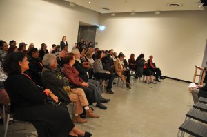 An audience gathered to hear speeches and enjoy an Aboriginal dance, song and welcome to country for NAIDOC week.