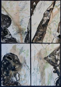 Morning Shadows, ink , graphite on paper, H 90cm x 70cm